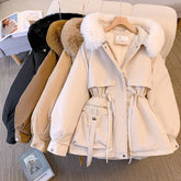 Fleece Lined Hood Down Jacket Coat