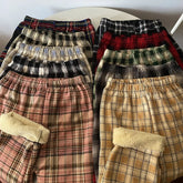 High Waist Fleece Lined Wide Leg Pants Comfortable Casual Korean Style Home Wear Slimming Trousers