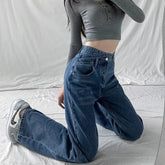1970s Retro Crossbody High-waist Slimming Drag-on Straight-crotch Long Pants Cotton Material