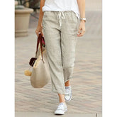 Cotton Pants Y2K Black Drawstring Elastic Waist Casual Pants Loose Elegant Ladies Bottom