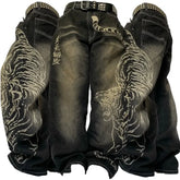 Y2K American Tiger Print Loose Jeans High Street Harajuku Wind Trend Casual Joker High Waist Wide Leg Pants
