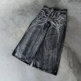 Y2K Baggy Jeans vintage Splicing embroidery Pattern jeans Hip Hop Gothic Streetwear Casual wide leg jeans