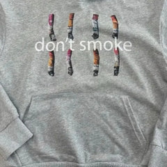 Y2K Gray Sports Hoodie Retro Smoke Print Sweater Vintage Classic Hip Hop Streetwear Clothing Loose Jacket
