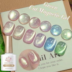 10ml Green Cat Magnetic Gel Ultra Shine Holographic Glitter Semi Permanant Soak Off UV LED Gel Varnish