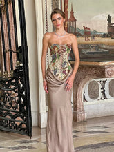 Printed Lace Up Vest Skirts Sets Chic Sleeveless Pleated Fitted Waist Skirt Suits Party Club Prom Evening Gowns