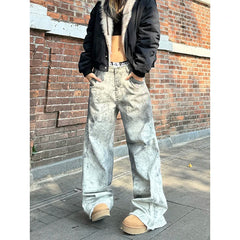 Vintage Emo Loose Washed Pants Casual Harajuku Style Jeans Y2K Wide Leg Punk Baggy Denim Trouser