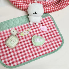 Cute Pink Love Quilted Japanese Style Ancient Table Mat Tablecloth Ins Style Student Desk Material Heart Shaped Table Mat