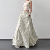Temperament Retro Slit Cargo Skirts High Waist Streetwear Midi Skirts Y2K Chic Hip All Match Folds A Line Skirt