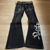 High Waist Harajuku Loose Embroidered Jeans with Rock Punk Style Y2K Micro La Retro Wide Leg Pants