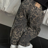 Hip Hop Casual Loose Children's Pants Children's Pure Cotton Leopard Pattern Jeans Trendy Casual Pants