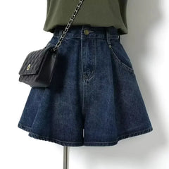 High Waist Wide Leg Short Jeans Thin Loose Slimming A- Line Pants plus Size Cover Hip Versatile Shorts