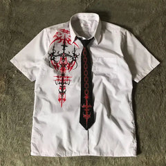 Y2K Black Shirt Affliction Retro T Shirt Harajuku Skull Holy Writ Letter Printing Tee Gothic Short Sleeves Tops