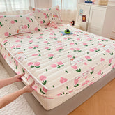 1pc Thicken Anti-mite Fitted Sheet With Elastic Band Non Slip Adjustable Mattress Cover