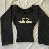 Y2k Harajuku 2000s Knit Sweater Goth Hip Hop Punk Graphic Pullover Streetwear EMO Girl Long Sleeve Retro