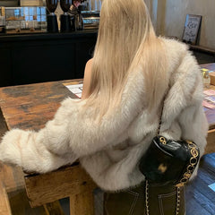 Luxury Brand Fur Coat Short Lazy Wind Fox Fur Jacket Cropped Fluffy Casaco De Pele Feminino