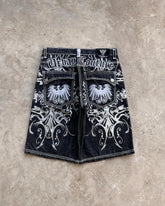 Streetwear American Denim Shortss Hip Hop Embroidery Printed Loose Shorts Gothic Retro Casual Basketball Shorts