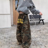 Fashionable Camouflage Denim Pants Trendy Japanese Harajuku Style Loose Fit Long Pants Polyester Fiber Comfortable Casual Lei...