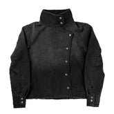Y2k Fencing Jacket Vintage Wash Gradient Irregular Buttons Unisex Jacket Gothic Harajuku Streetwear Canvas Cotton