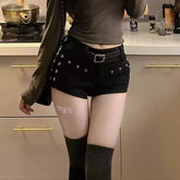 Low Waist Y2k Jeans Vintage Korean Mini Pants Girls Vintage Designer Gothic Black Denim Shorts
