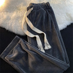 Solid Pants Retro Ankle Length Casual Korean Style Pant Male Elastic Waist Loose Pant Man Streetwear Black Gray