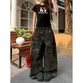 Camouflage Cargo Jeans Vintage Oversized Hip Hop Style Baggy Denim Trousers Korean Streetwear Y2k 2000s Camo Pants