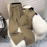 Simple Sleeveless Suit Vest Casual Wide Leg Pants Two-piece Set