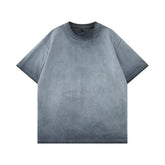 Mens Gradient Washed Loose Crew Neck Tee Streetwear Vintage Distressed Oversized Tshirt man Casual Trendy Basic Top