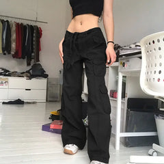 American Style Vintage Multi-pocket Distressed Cargo Pants Loose Fit Slimming Straight-leg Casual Trousers