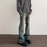 Vintage American Style Straight-Leg Slimming Long Jeans Distressed Washing Denim Pants Trendy Brand Bootcut Pants