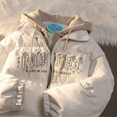 American Niche Ins Fake Two-piece Hooded Bread Coat Y2K Street Loose Retro Couple Coat Tide