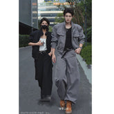 Unisex Stand Collar Short Jacket Loose Wide Leg Pants Set Trendy Casual Streetwear Oversized Urban