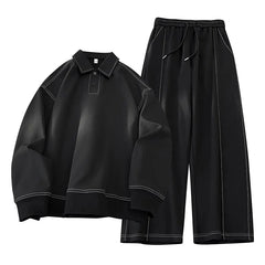 Two-piece set sportswears Casual Outdoor Set Square Neck Long Sleeve Loose TShirt Elastic Waist Comfort Pants