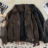 Loose Casual PU Leather Jacket Motorcycle Coat