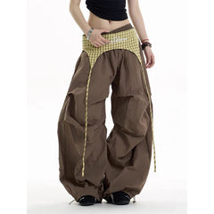 Brown Baggy Parachute Pants Oversize Cargo Pants Harajuku Japanese Y2k Gyaru Vintage Trousers Clothes