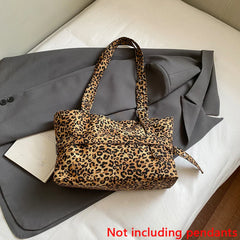 Casual Large-Capacity Leopard Print Bag Lightweight Versatile Shoulder Bag Relaxed Commuting Tote Bag