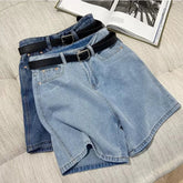Korean Style Clothing Casual High Waist Denim Shorts Solid Color Loose Wide Leg A-line Pants