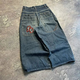 Streetwear Y2K Harajuku hip-hop letter embroidery black loose jeans