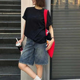 Casual Denim Shorts Wide Leg Short Jeans Knee Lenght Denim Pant High Waist Shorts Girls