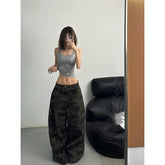 Jeans High Waist Baggy Casual Vintage Y2K Camouflage Straight Pants Street American Wide Leg Denim Trouser