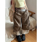 Y2k Baggy Vintage Coffee color Jorts High Waist American Streetwear Wide Leg Knee Jeans Casual Loose Denim Shorts