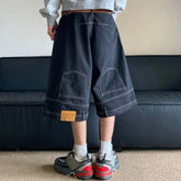 American Vintage Denim Shorts High Street Loose Wide Leg Niche Pants Casual Versatile Short Jeans Male