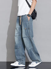 Cargo Jeans Wide Leg Denim Pants Straight Baggy Jeans Asian Size L-5XL