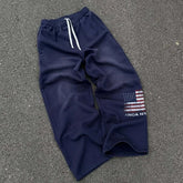 Y2k Clothes Vintage Wash USA Flag Print Wide Leg Sweatpants