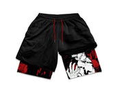 double layered shorts anime high waisted oversized breathable sports shorts training