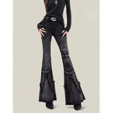 retro slim-fitting pants Y2k trendy wasteland trousers legs furrow stretch jeans