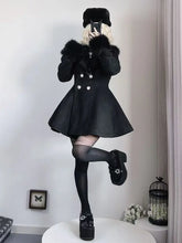 Japanese Slim Bow Long Sleeve Coat Elegant Fur Collar Lace Overcoat Design Chic Sweet Woolen Cloth Coat