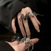 Punk Dark Spider Open Ring Retro Moonstone Black Ring