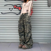 Vintage Jeans Loose-Fit Slimming Casual Wide-Leg Trousers American Style Streetwear Denim Cargo Pants