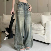 Y2K Loose Straight Leg Jeans Trousers Baggy Wide Fit Casual High Waist Retro Washed Vintage Style jeans Jeans