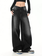 Vintage black washed loose straight-leg jeans